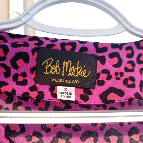 Bob Mackie Purple Leopard Print Top with Lace-Up Detail - Picture 2 of 6